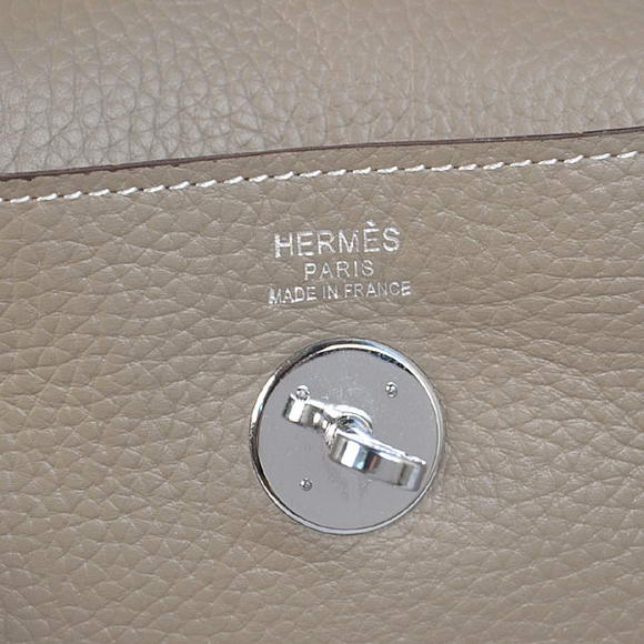 High Quality Replica Hermes Lindy 30CM Havanne Handbags 1057 Grey Leather Silver Hardware - Click Image to Close